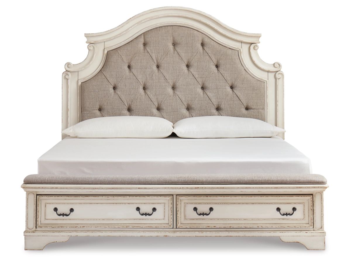 Realyn King Upholstered Panel Storage Bed