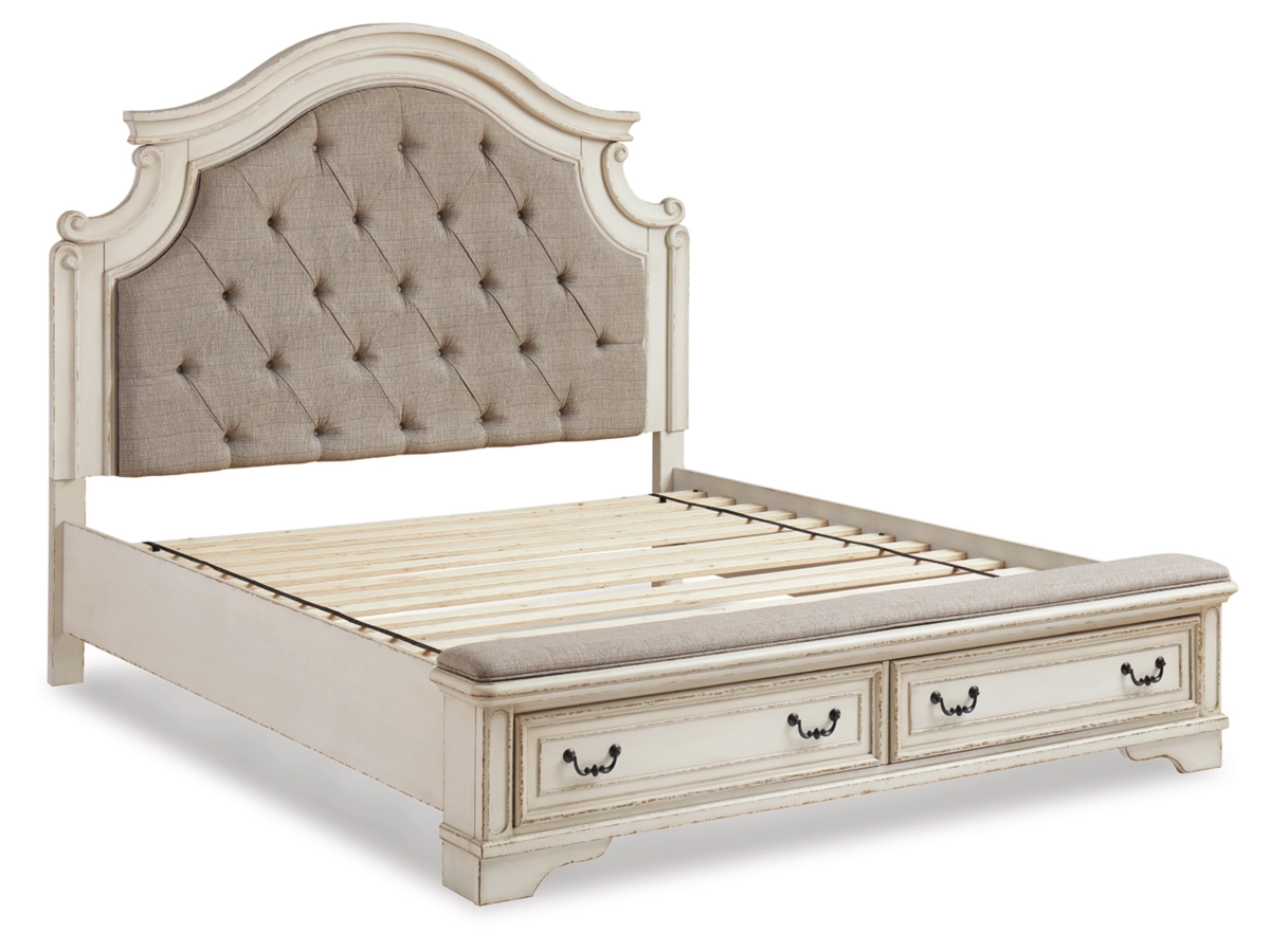 Realyn King Upholstered Panel Storage Bed