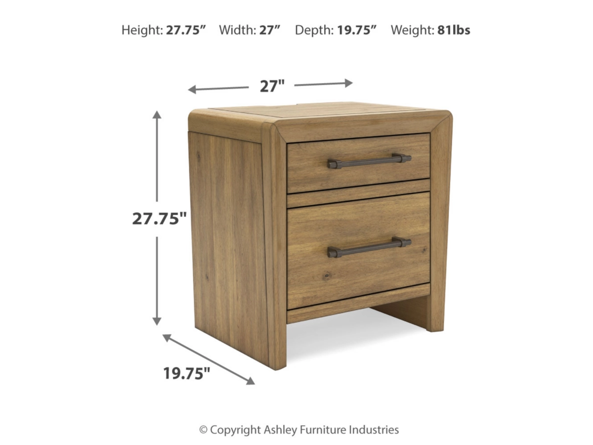 Takston 27" 2 Drawer Charging Nightstand